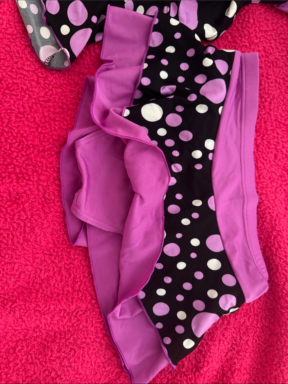 Polka Dot Two-Piece Swim Set in Black and Lavender - Picture 4 of 7